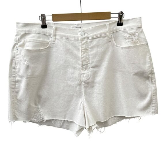 Good American Cut Off Distressed 90's White Denim Shorts Women's Plus 16 NWT - Picture 4 of 16